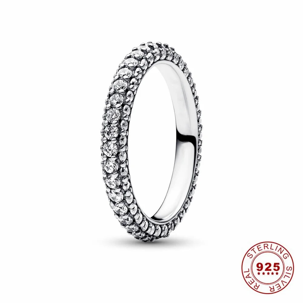 Hot Sale Original 925 Sterling Silver Tiara Heart Wedding Ring with Sun and Moon Design for Women PAR296