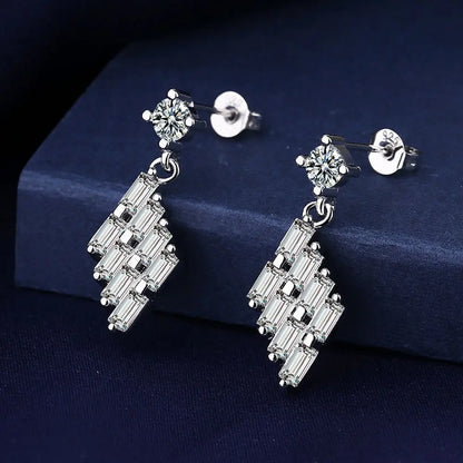 Sterling Silver CZ Crystal Plant Stud Earrings for Women and Teens