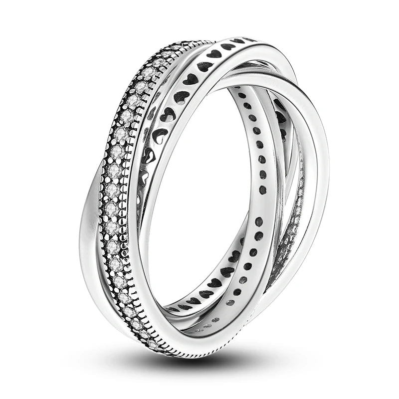 Silver Plated Luxury Stackable Ring with Infinite Flower Design and Zircon for Women Engagement and Wedding Parties APTR046