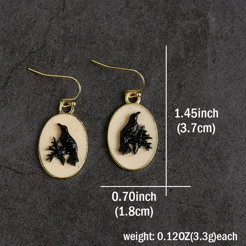 Vintage-Inspired Black Oval Drop Earrings for Women with Ethnic Resin Design