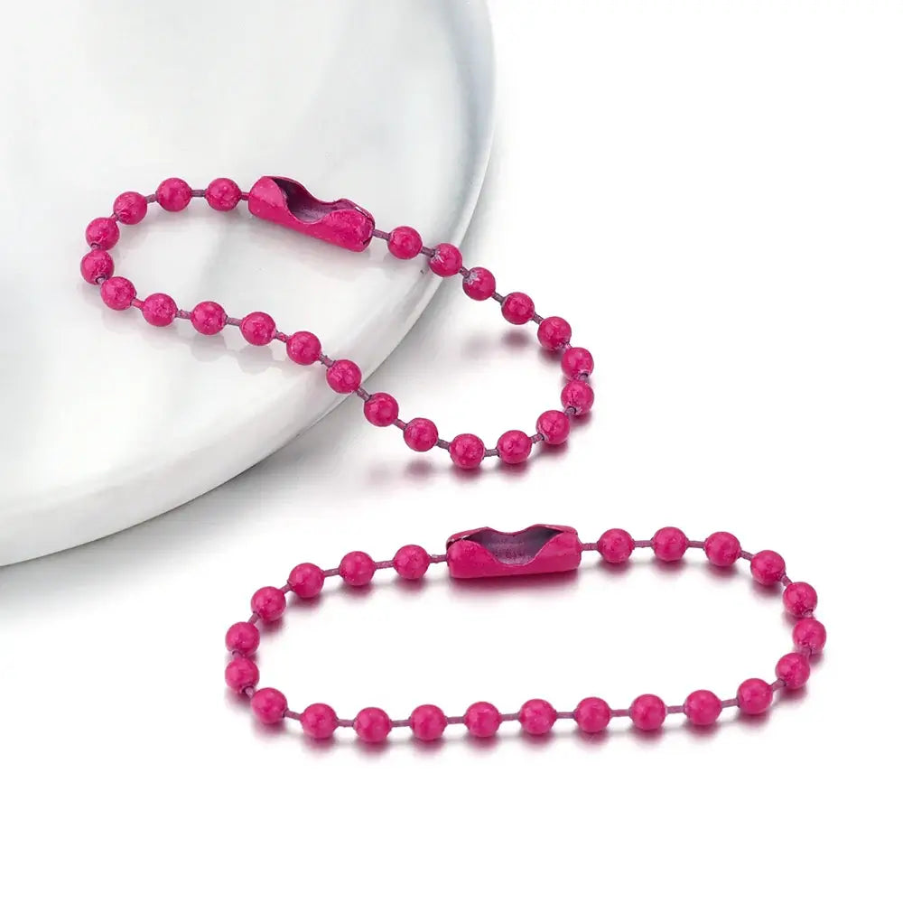 100Pcs Lot 10Cm Iron Colorful Ball Bead Chain for DIY Jewelry Making hot pink 12cm