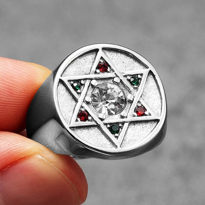 Solomon Star of David Stainless Steel Punk Rings for Men and Women Fashion Accessories
