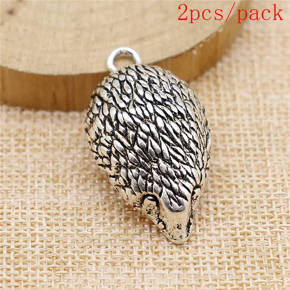 Vintage 3D Hedgehog Charms for DIY Jewelry Making and Gifts