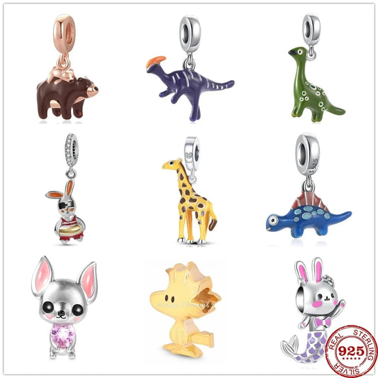 925 Sterling Silver Charm Bracelet With Animal Pendants