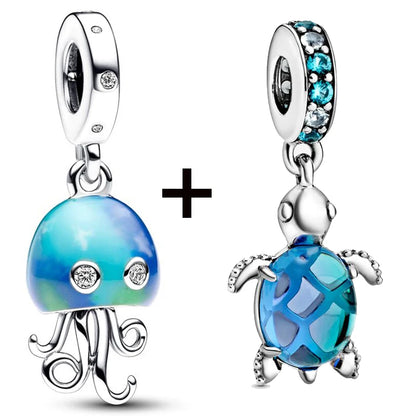 Chameleon and Turtle Pendant Beads for Charm Bracelets Jewelry Gift BD18