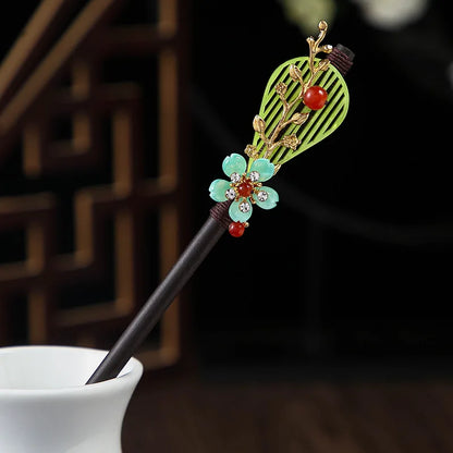 Vintage 2024 Wooden Hair Stick With Tassel Chinese Winding Flower Hairpin