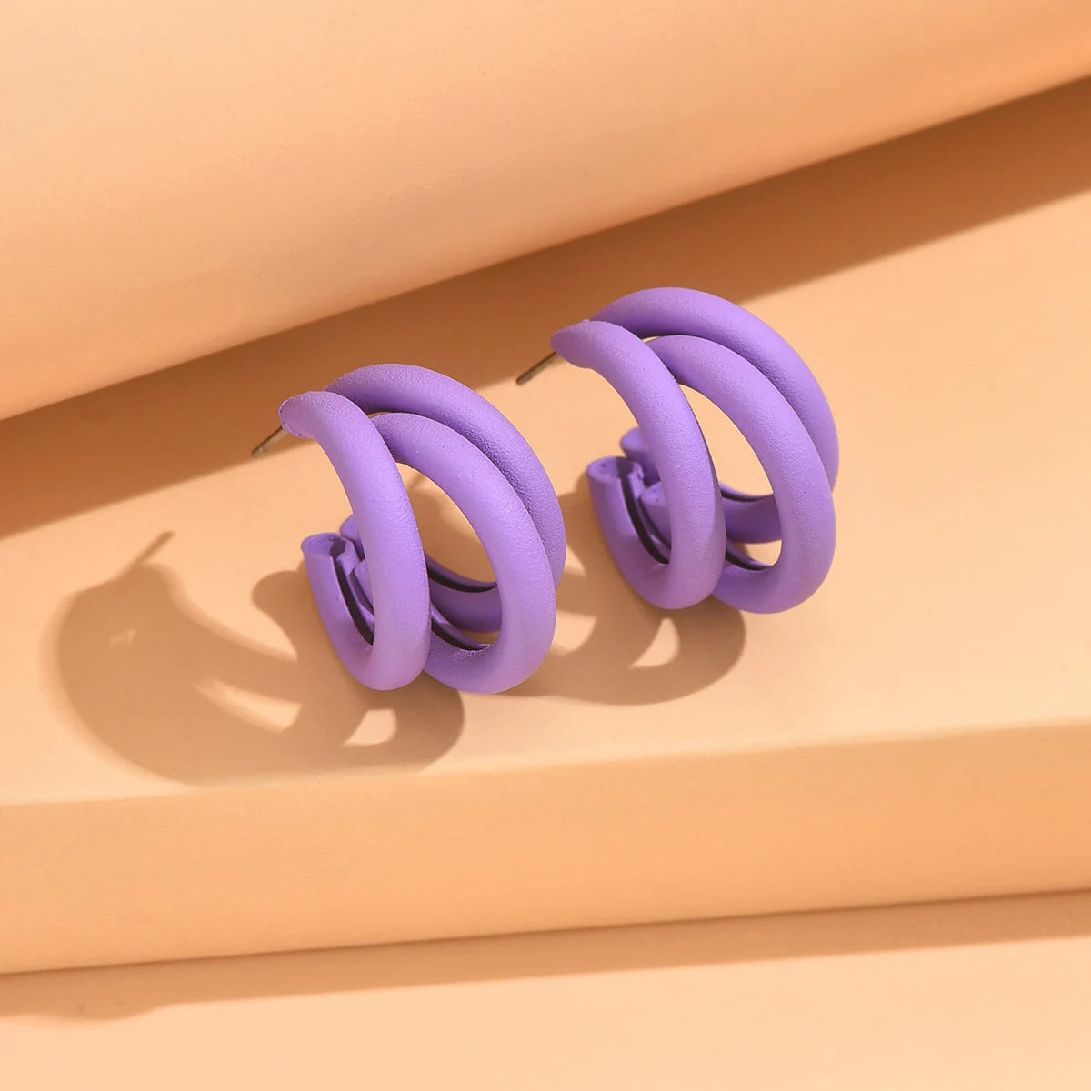 Elegant Gold Hoop Earrings Vintage Geometric Luxury Jewelry for Women purple