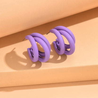 Elegant Gold Hoop Earrings Vintage Geometric Luxury Jewelry for Women purple
