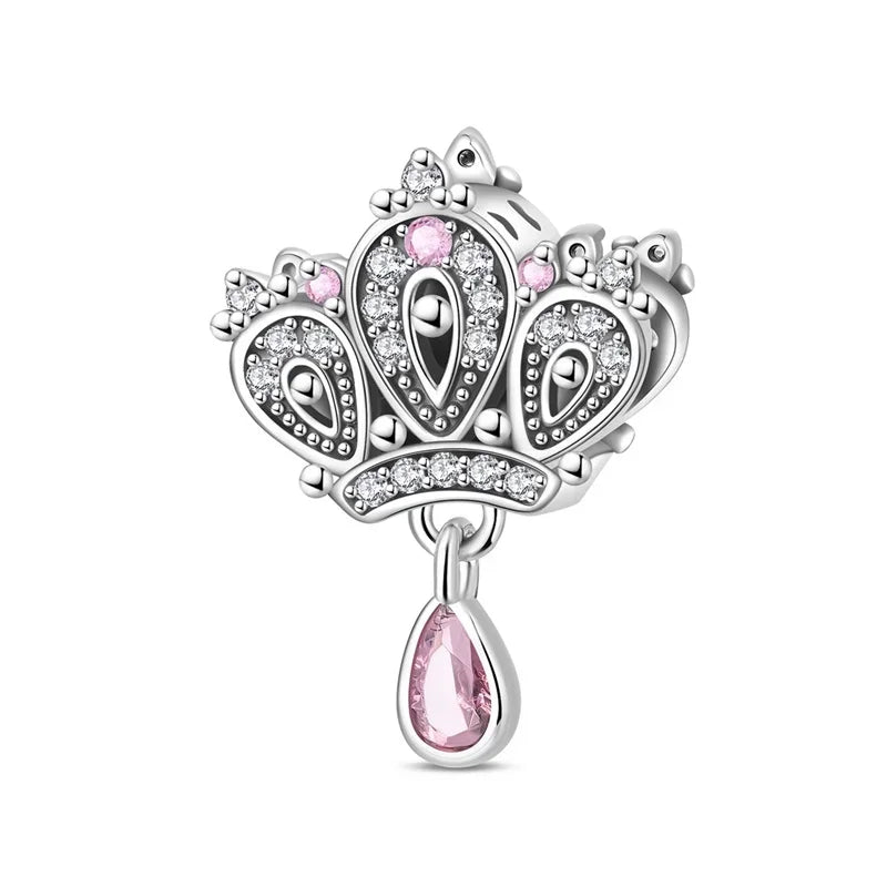Sparkling Purple Jellyfish Sterling Silver 925 Charm Bead Birthday Pendant for DIY Bracelet Jewelry