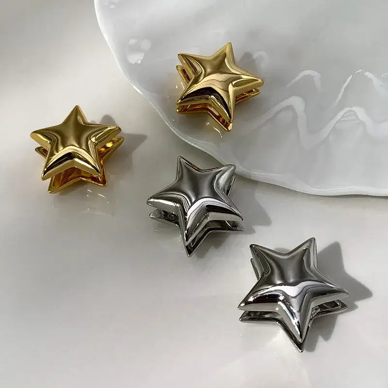 Gold Star Metal Pentagram Earrings for Women