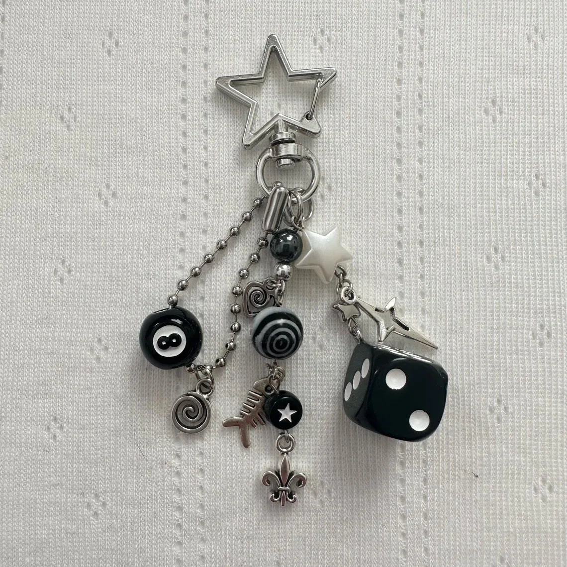 Handmade Edgy Rockstar Dice Keychains for Emo and Y2K Style