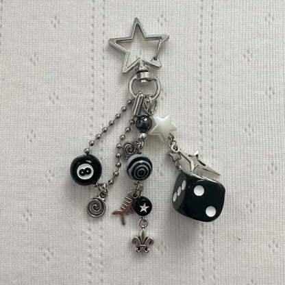 Handmade Edgy Rockstar Dice Keychains for Emo and Y2K Style