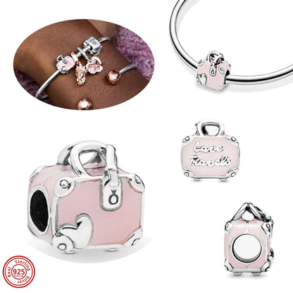 925 Sterling Silver Travel-Themed Charm Beads for Bracelets Y406