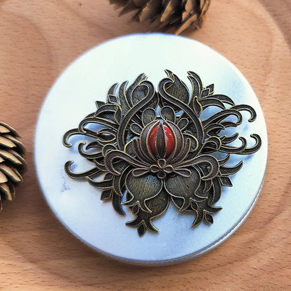 Handmade Filigree Brooch Silver Gold Plated Unisex Retro Palace Style Jewelry
