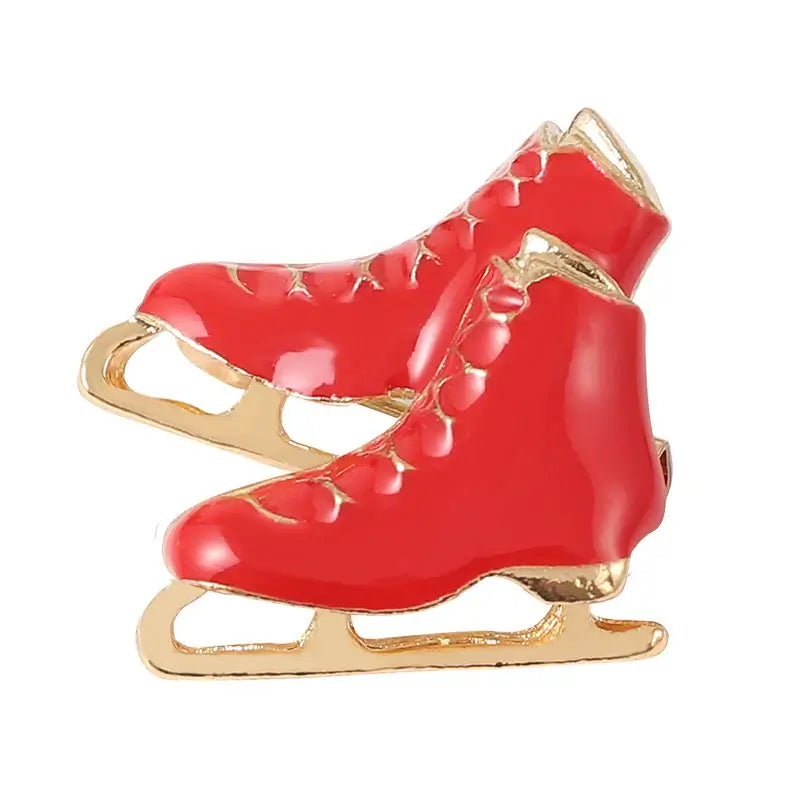 Custom Ice Skating Shoe Brooches in Black White Red - Enamel Pin Gift XZ6316