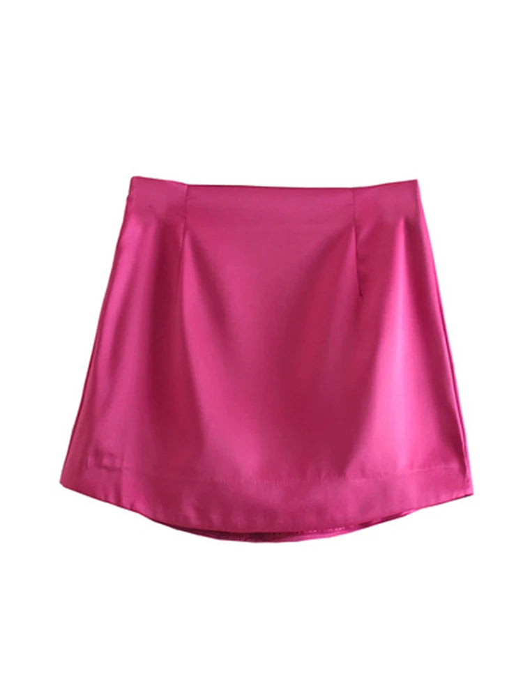 Women High Street Solid Color Side Zipper Sexy Mini Skirt