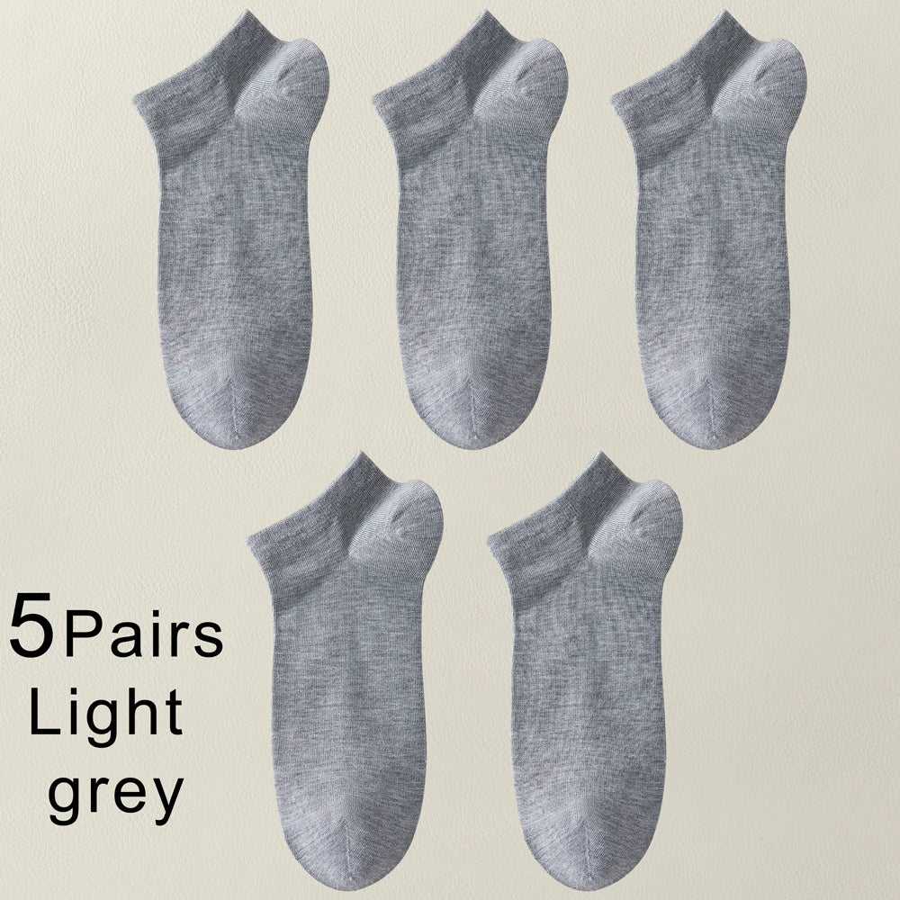 5 Pairs Bamboo Fiber Men No Show Breathable Ankle Socks