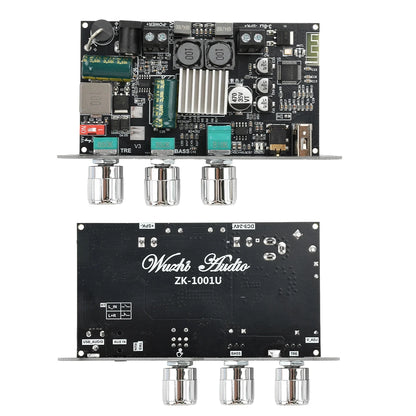 ZK-1001U 100W Bluetooth 5.3 Amplifier Board Module with AUX USB Flash Drive Support and DC 9-24V Compatibility
