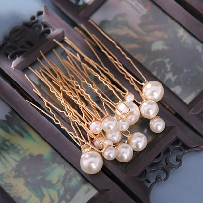 Elegant Gold Pearl Hairpin Set for Hanfu Costume Styling - 18 Piece Silver Gold-Plated Collection