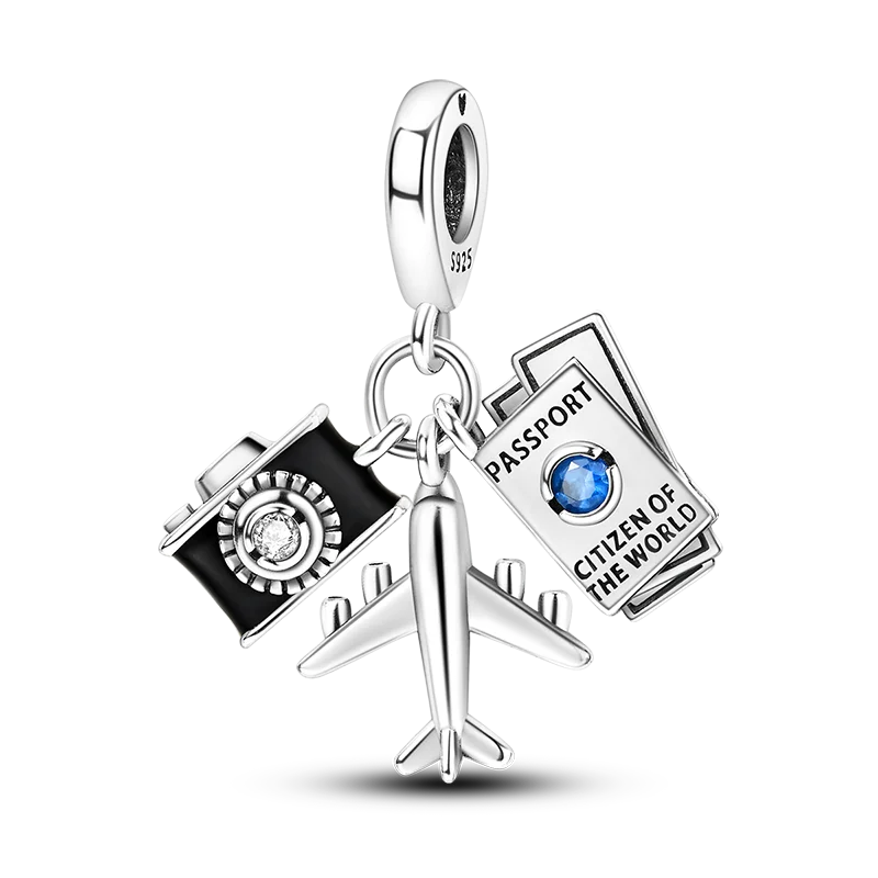 Elegant 925 Sterling Silver Butterfly Airplane Dangle Beads for Charm Bracelets