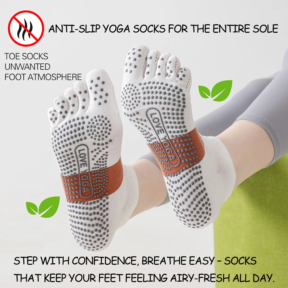 Trendy Non Slip Mesh Five Toe Yoga Socks For Women Pilates