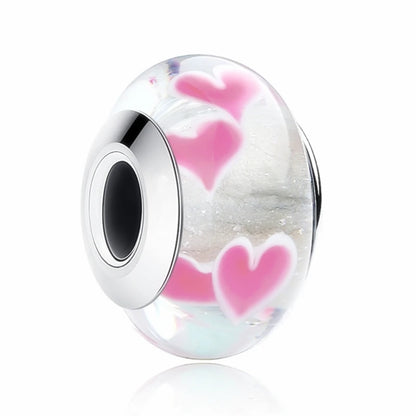 Hot Pink Murano Glass Charm Bead For 925 Bracelet Pendant