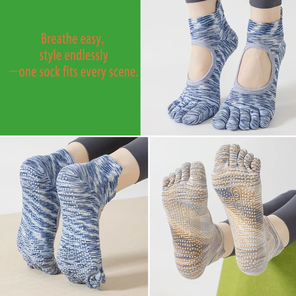 Split Toe Pilates Socks Breathable Non Slip Arch Support