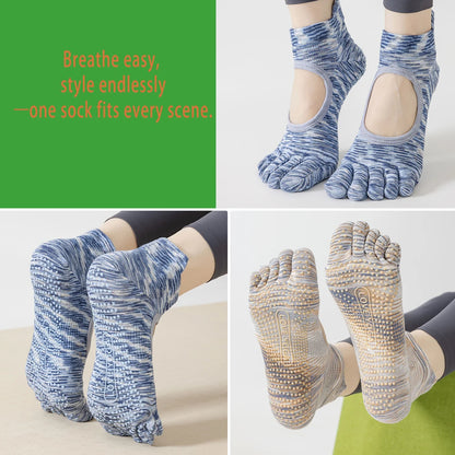 Split Toe Pilates Socks Breathable Non Slip Arch Support