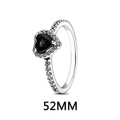 New 925 Sterling Silver Heart Shaped Earrings Rings Necklaces Pink Red Rainbow Luxury Set Sparkling Charm Jewelry Gifts 52MM32