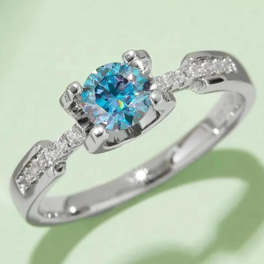 WUIHA Moissanite Diamond 18K Gold Ring for Women Wedding Engagement 925 Sterling Silver Jewelry White Gold Blue Moissanite