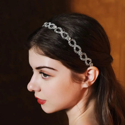 Luxury Pearl Rhinestone Beaded Hairband Lace Crown Crystal Bridal Tiara for Weddings and Special Events