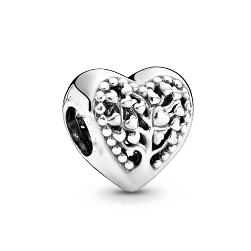 European 925 Sterling Silver Family Tree Charms with Zircon Beads for DIY Bracelets and Necklaces for Women
