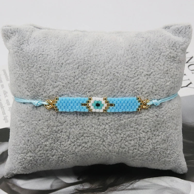 ZHONGVI Multicolored Evil Eye Miyuki Bead Bracelet for Women – Trendy Friendship Jewelry