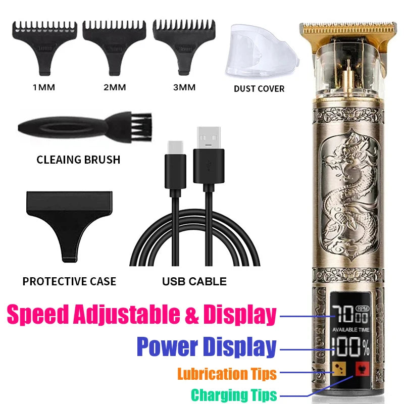 Portable Hair Cutting Machine T9 Vintage Trimmer USB Shaver 068-PhoenixDragon