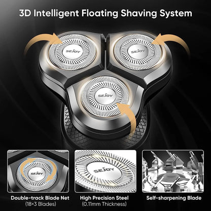 Sejoy 3 In 1 Multifunction Electric Shaver for Men Waterproof Beard and Nose Hair Trimmer with Fast Charging