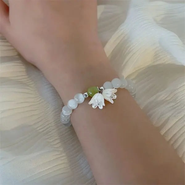 Elegant Lily Valley Enamel Charm Bracelet for Women and Girls