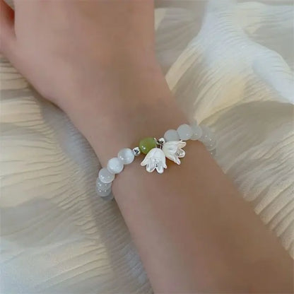 Elegant Lily Valley Enamel Charm Bracelet for Women and Girls