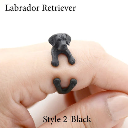 Vintage Labrador Retriever Wrap Ring Adjustable Fashion Jewelry for Women and Men