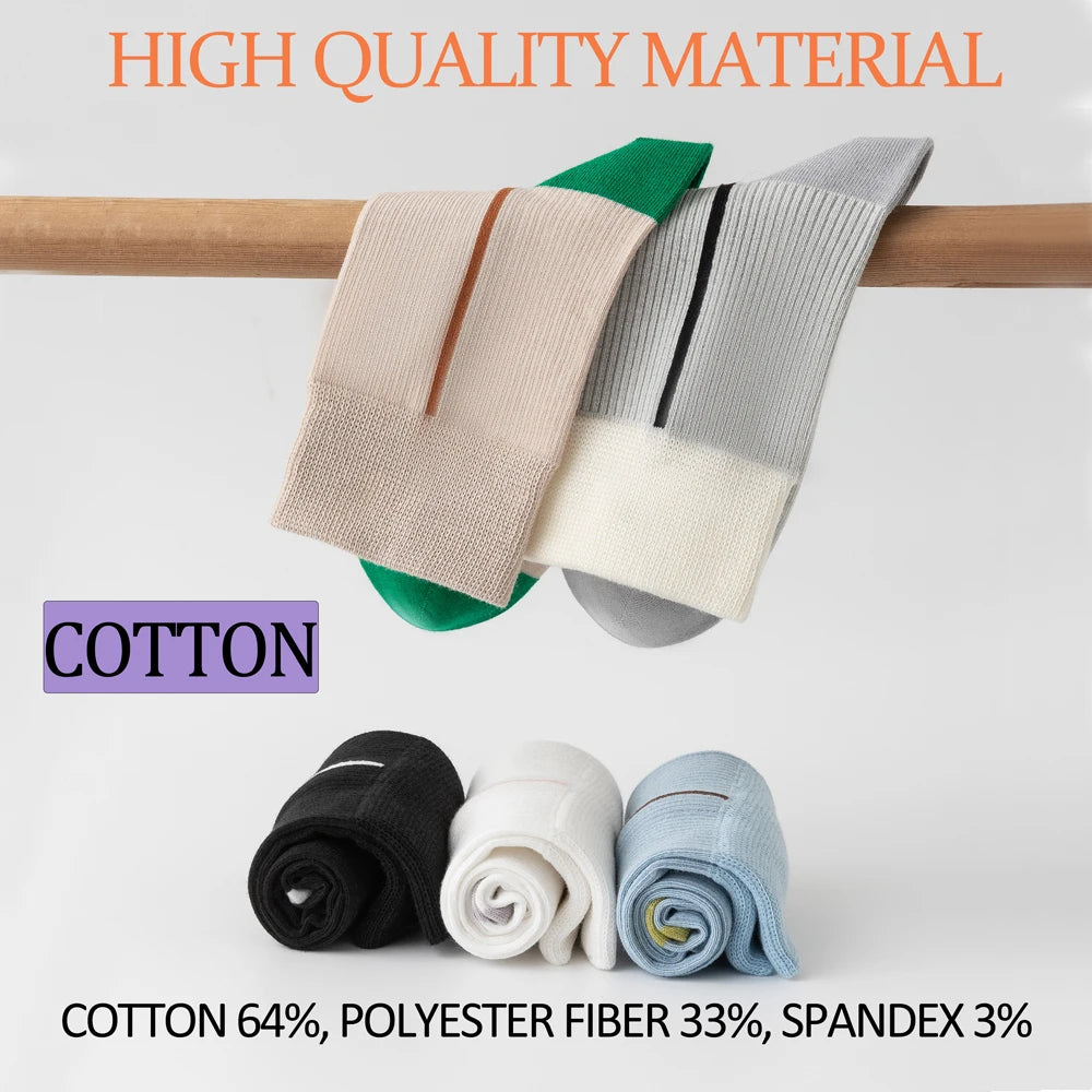 5 Pairs Womens Cotton Mid Calf Seamless Ventilated Socks