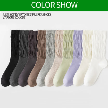 Womens Breathable Mid Calf Cotton Socks Elastic Wave Cuff