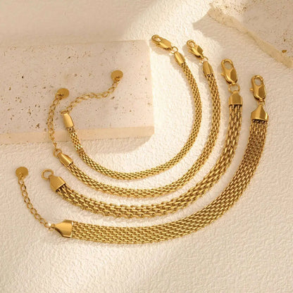Gold Plated Italian Mesh Link Chain Bracelet for Women - Non Tarnish Stainless Steel Jewelry Gift