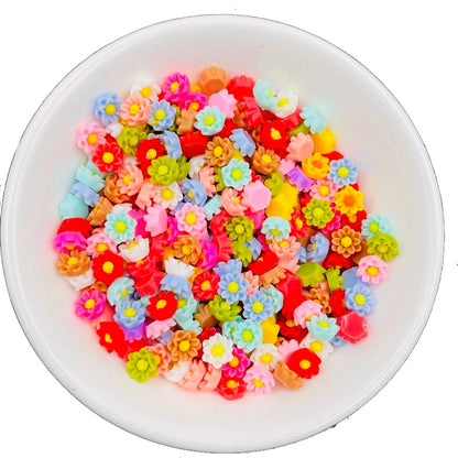 Kawaii Cute 6mm Mixed Flower Resin Cabochons for DIY Nail Art and Scrapbooking