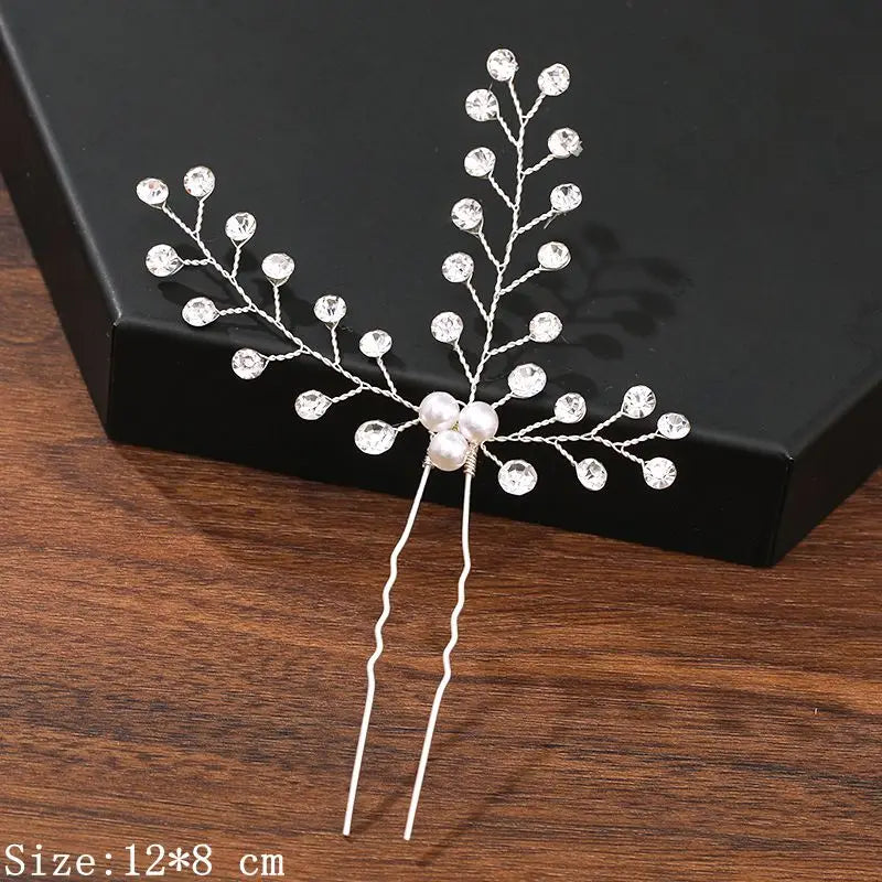 Elegant Pearl Rhinestone Flower Hair Pins for Women Wedding Accessories