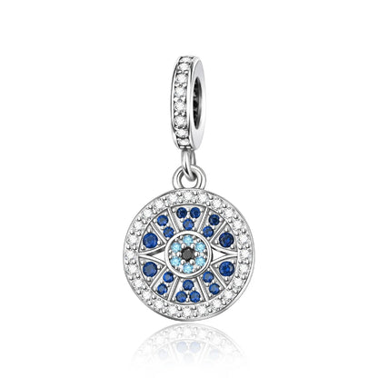 925 Sterling Silver Golden Geometry Charm Set with Heart Star Zircon Beads for DIY Womens Jewelry Gift