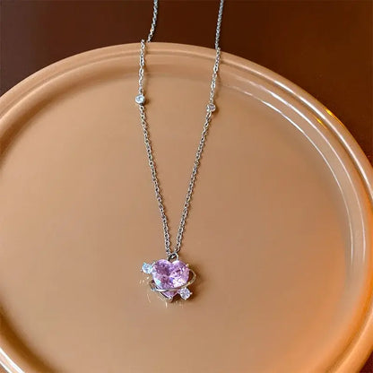 Korean Fashion Vintage Blue Crystal Pendant Necklace 08
