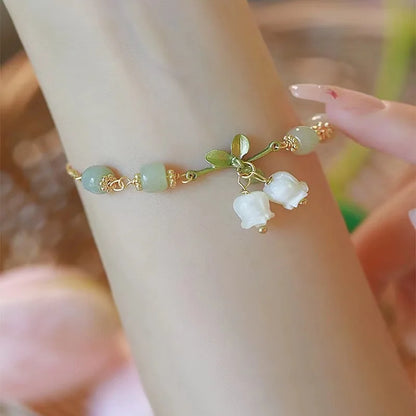Elegant Lily Valley Enamel Charm Bracelet for Women and Girls