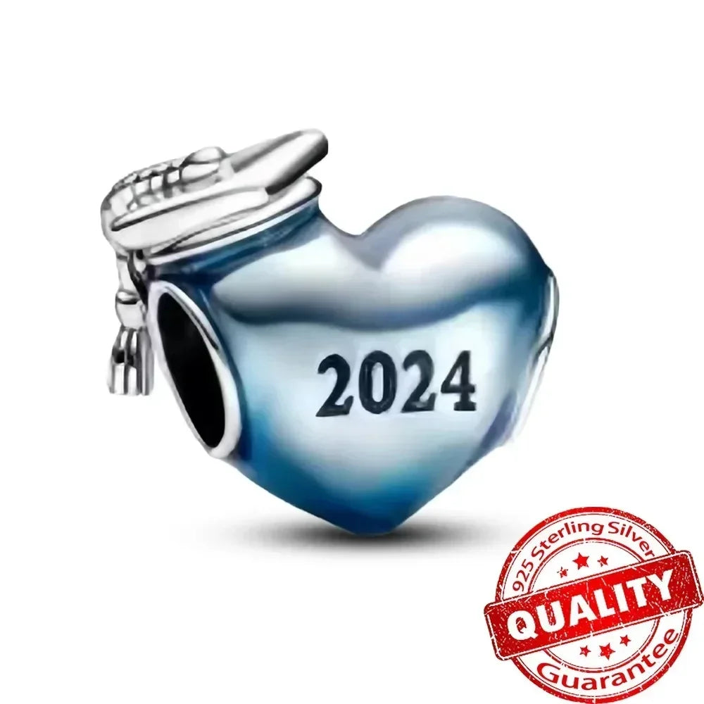 925 Sterling Silver Blue Moon Butterfly Heart Zircon Beads Charms for DIY Necklace and Bracelet Jewelry Gifts for Women