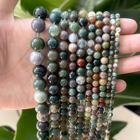 Indian Agate Natural Stone Beads for DIY Jewelry Making Bracelet Necklace Accessories