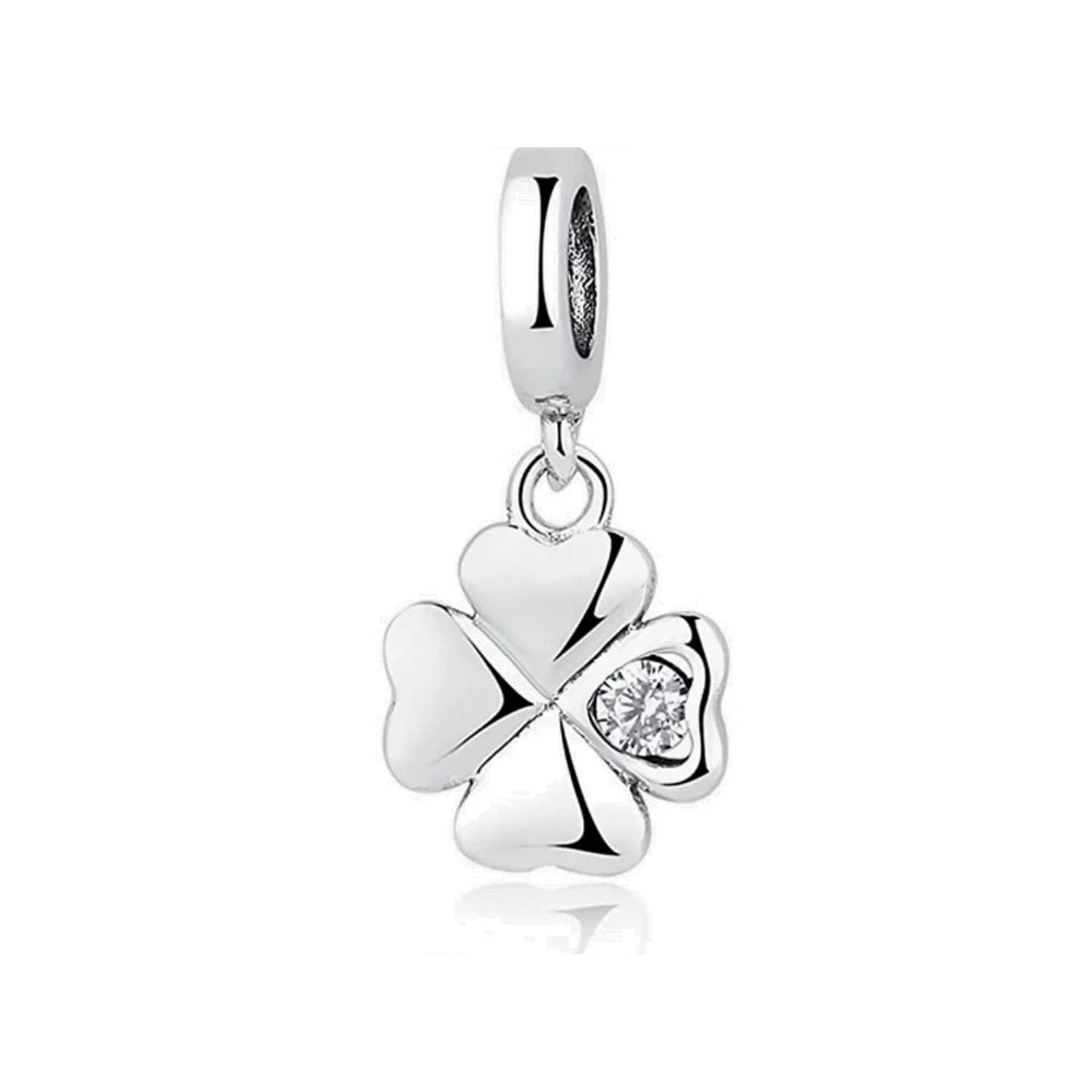 Sterling Silver Four-Leaf Clover Charm Bracelet for Women A1413