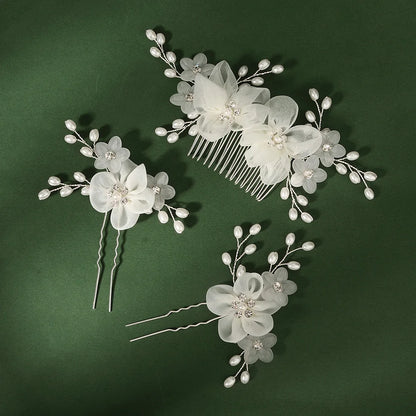 Elegant Bridal Flower Hair Comb Set Handmade Wedding Hair Accessories For Women